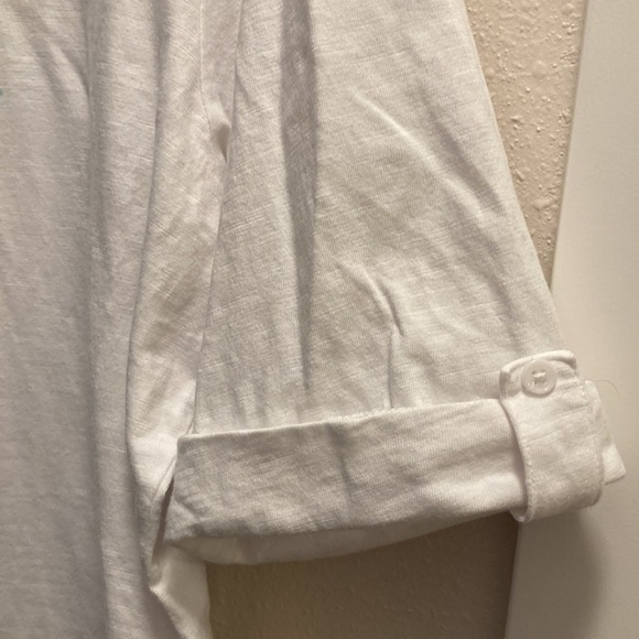 Christopher & Banks White Cotton Palm Trees Embellished  Blouse Top Size XL - Picture 4 of 6